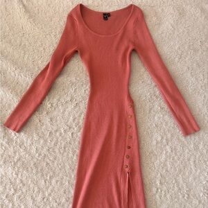 Windsor Midi Long Sleeve Dress with Button Detail